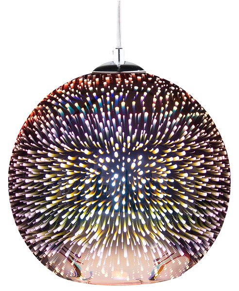 Závesná lampa medená sklo reflexná okrúhle tienidlo efekt hviezdice ohňostroj na strop moderný glamour štýl obývačka spálňa