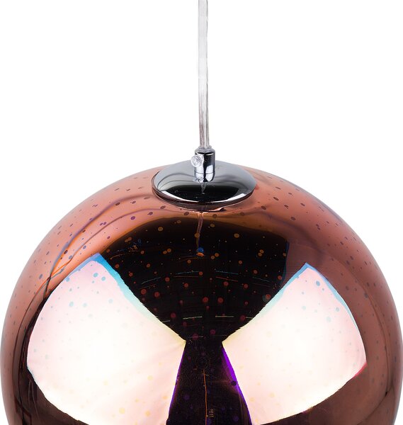 Závesná lampa medená sklo reflexná okrúhle tienidlo efekt hviezdice ohňostroj na strop moderný glamour štýl obývačka spálňa