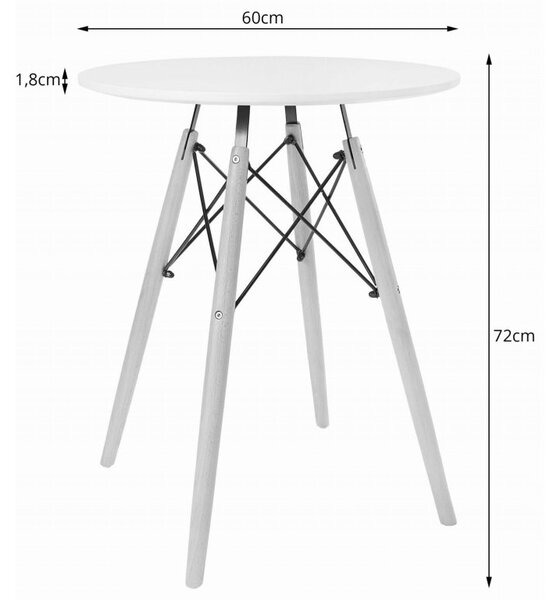 Jedálenská zostava TODI 60cm okrúhly stolový set biely+ 2 stoličky MARK sivé