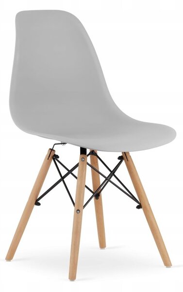 Jedálenská zostava stôl Dub sonoma 120 x 80cm biele nohy + 4 stoličky OSAKA sivé / prírodné nohy