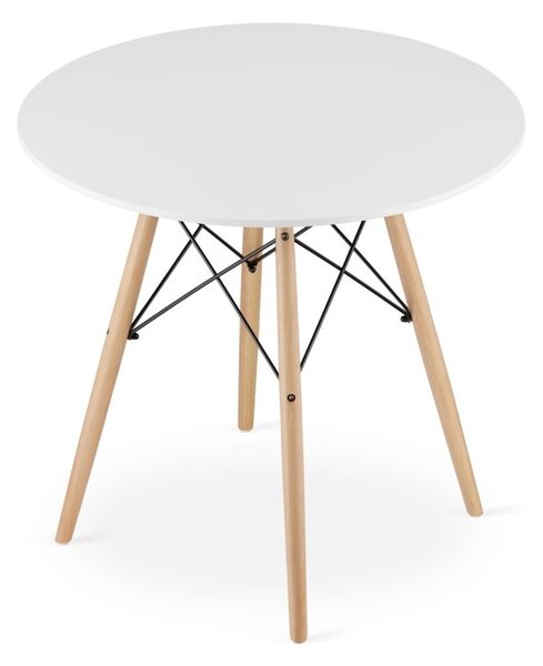 Jedálenská zostava TODI 80cm okrúhly stolový set biely a 2 stoličky OSAKA biele + 2 stoličky OSAKA biele ZADARMO