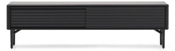 Čierny TV stolík v dekore duba 200x57x35 cm Lenon – Kave Home