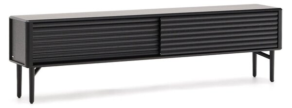 Čierny TV stolík v dekore duba 200x57x35 cm Lenon – Kave Home