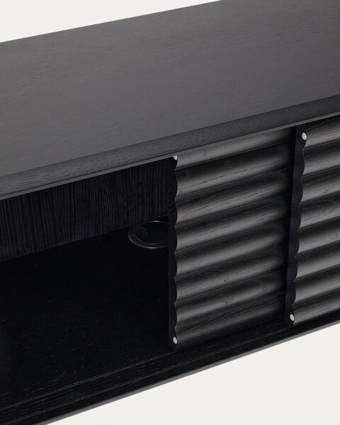 Čierny TV stolík v dekore duba 200x57x35 cm Lenon – Kave Home