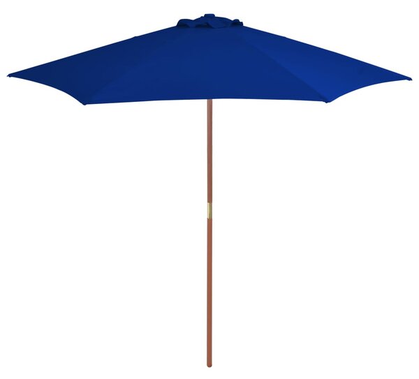 Vonkajší slnečník s drevenou tyčou modrý 270 cm