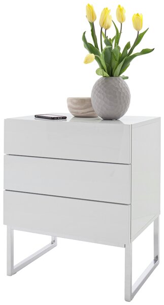 NOČNÝ STOLÍK, biela, chrómová, 50/60/40 cm Livetastic - Online Only spálne, Online Only