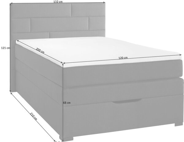 BOXSPRINGOVÁ POSTEĽ, 120/200 cm, taupe Carryhome - Postele
