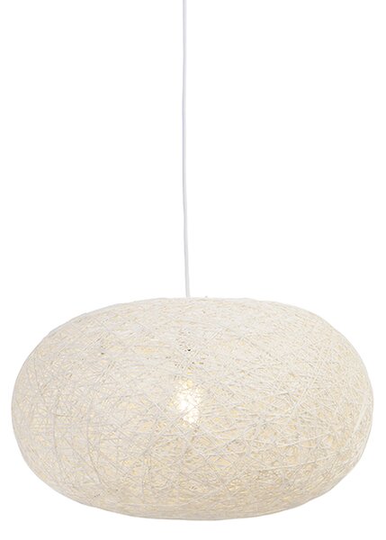 Vidiecka závesná lampa biela 50 cm - Corda Flat