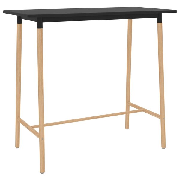 Barový stôl čierny 120x60x105 cm MDF a masívne bukové drevo