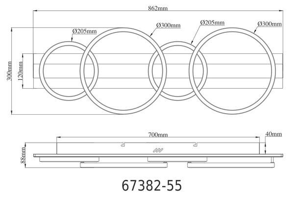 STROPNÉ LED SVIETIDLO, 86,2/30/8,8 cm Globo - Online Only bytové doplnky, Online Only