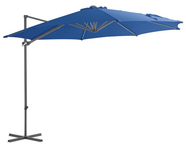Závesný slnečník s oceľovou tyčou azúrovo-modrý 300 cm