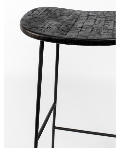 Čierna barová stolička z teakového dreva (výška sedadla 76 cm) Tangle – White Label