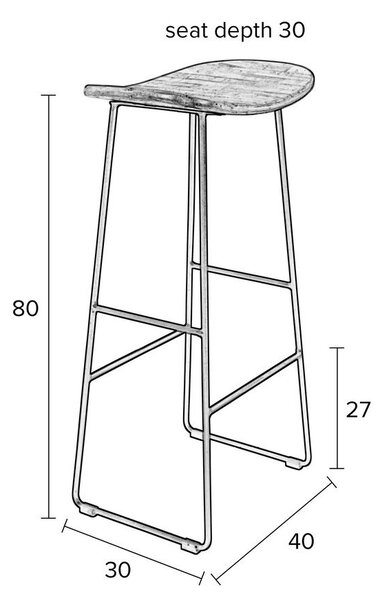 Čierna barová stolička z teakového dreva (výška sedadla 76 cm) Tangle – White Label