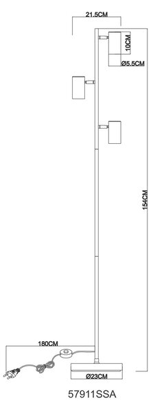 STOJACIA LAMPA, 23/154 cm Globo - Interiérové svietidlá