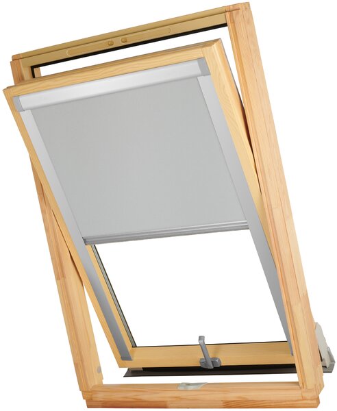 Termoizolačná roleta na strešné okno typu FAKRO 55x78 Farba látky: Grey Silver, Farba profilu: Strieborná