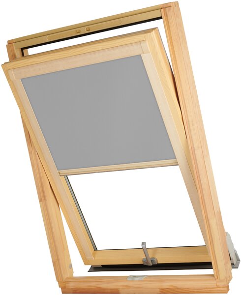 Termoizolačná roleta na strešné okno typu FAKRO 66x140 Farba látky: Grey Silver, Farba profilu: Borovica