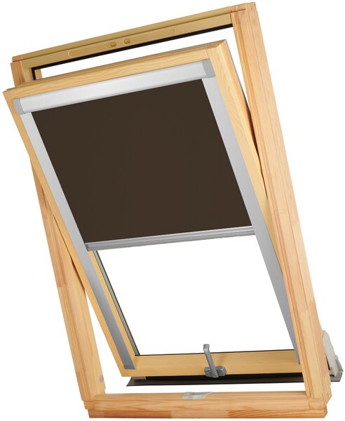 Termoizolačná roleta na strešné okno typu FAKRO 94x118 Farba látky: Wenge Silver, Farba profilu: Strieborná