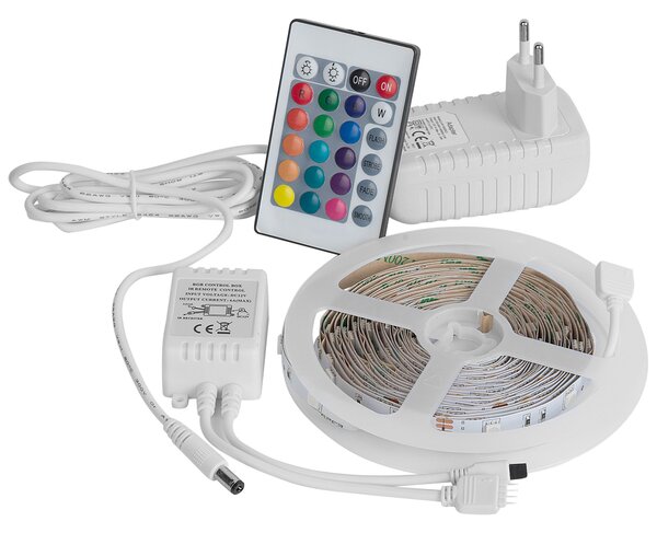 LED pásik viacfarebný 16 farieb RGB 5 metrov s diaľkovým ovládaním samolepiaci osvetlenie doplnky KIKORI