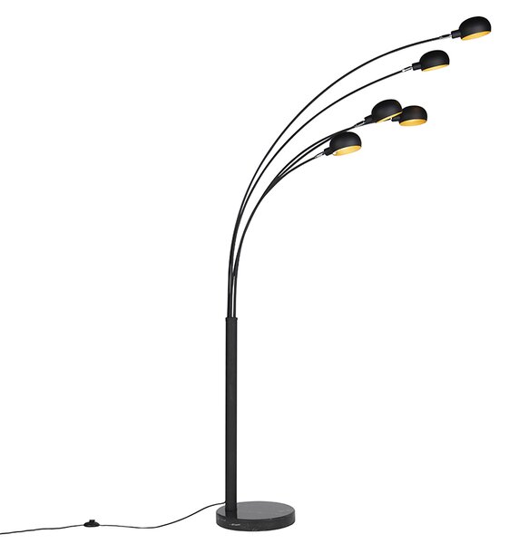 Dizajnová stojaca lampa čierna 5-svetlá - Sixties Marmo