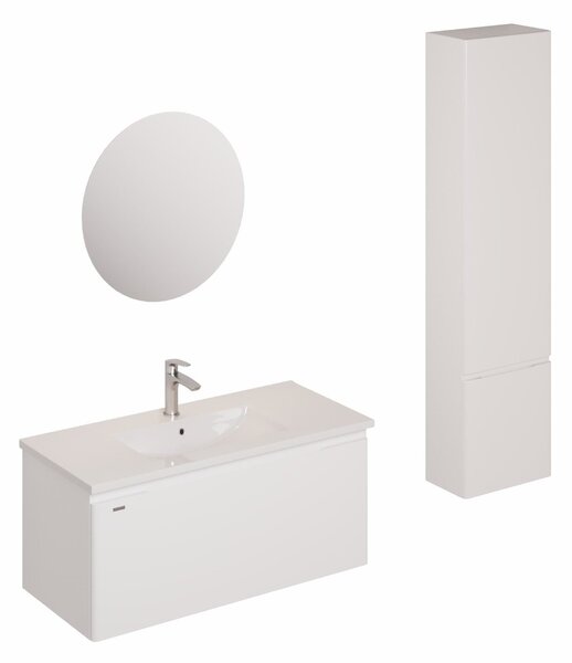 Kúpeľňová zostava s umývadlom vrátane umývadlovej batérie, vtoku a sifónu Naturel Ancona biela KSETANCONA4