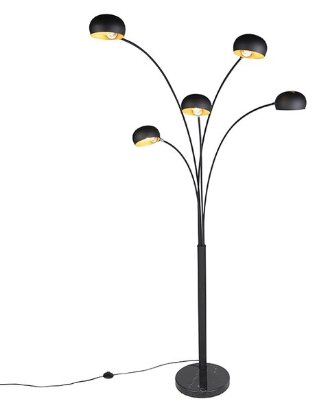 Dizajnová stojaca lampa čierna 5-svetlo - Sixties Marmo