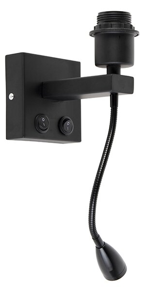 Moderná nástenná lampa čierna s flexibilným ramenom - Brescia Combi