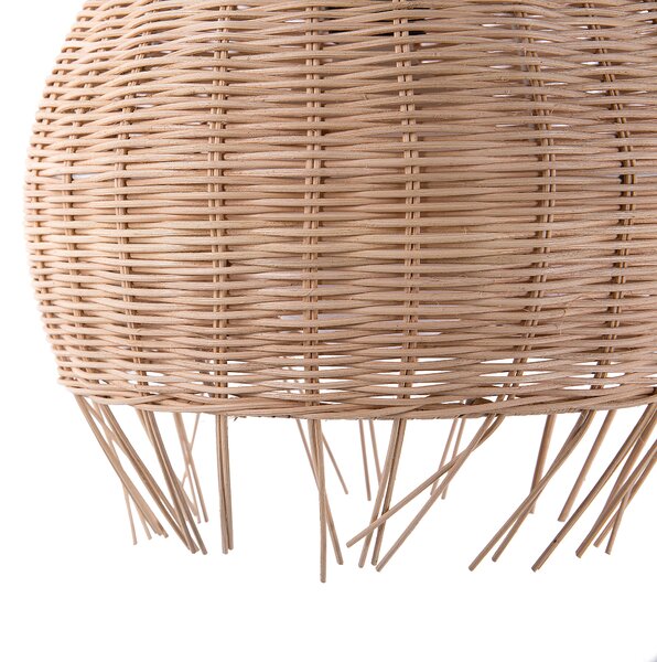 Závesná lampa prírodná béžová ratanová syntetický materiál kopulovitý tvar boho eklektický štýl obývačka spálňa