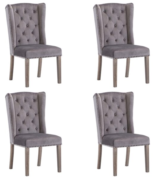 Jedálenské stoličky 4 ks sivé zamatové
