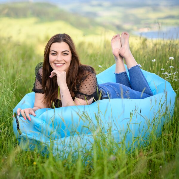 KONDELA Nafukovací sedací vak/lazy bag, modrá, LEBAG