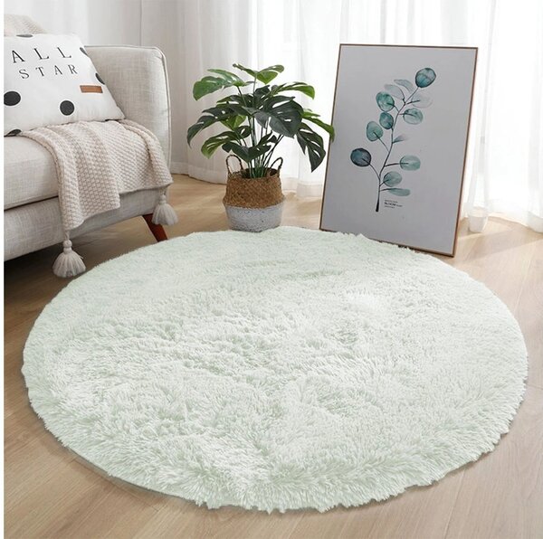 TZ Biely okrúhly shaggy koberec Lana Rozmer: 80 cm
