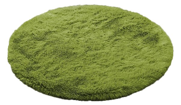 Zelený okrúhly shaggy koberec Lana Rozmer: 80 cm