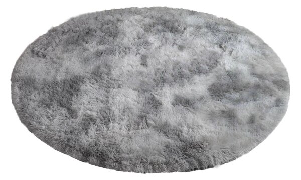 Sivý okrúhly shaggy koberec Ombre Rozmer: 90 cm