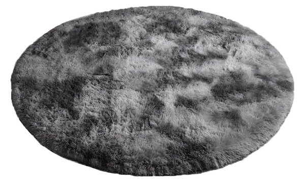 Tmavosivý okrúhly shaggy koberec Ombre Rozmer: 80 cm