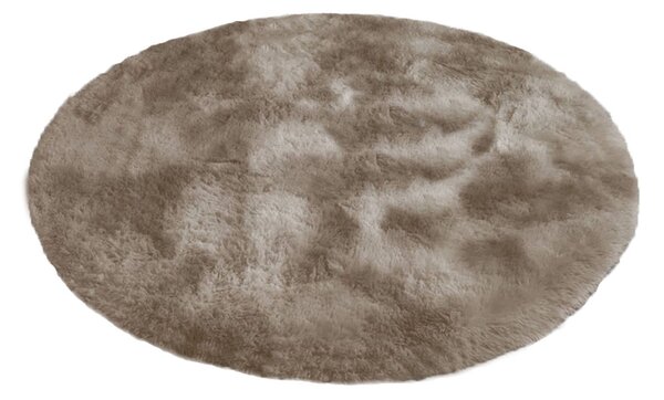 Béžový okrúhly shaggy koberec Ombre Rozmer: 80 cm