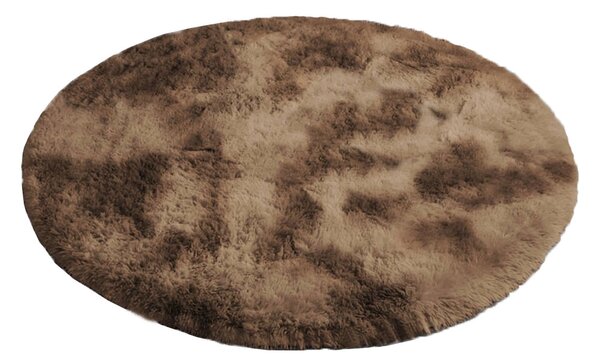 Hnedý okrúhly shaggy koberec Ombre Rozmer: 80 cm
