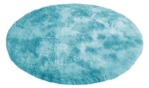 Modrý okrúhly shaggy koberec Ombre Rozmer: 80 cm