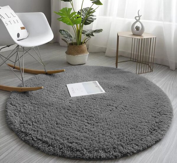 Tmavosivý okrúhly koberec Alpaka Rozmer: 90 cm