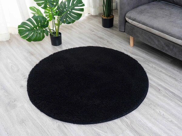 Čierny okrúhly koberec Alpaka Rozmer: 80 cm