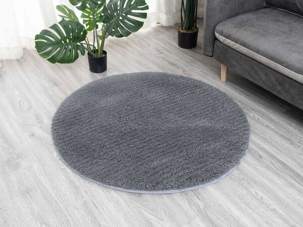 Tmavosivý okrúhly koberec Alpaka Rozmer: 90 cm