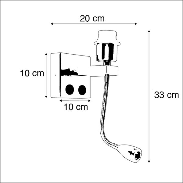 Art Deco nástenná lampa zlatá s USB a flexibilným ramenom - Brescia Combi