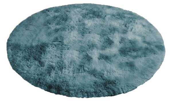 TZ Tmavomodrý okrúhly shaggy koberec Ombre Rozmer: 90 cm