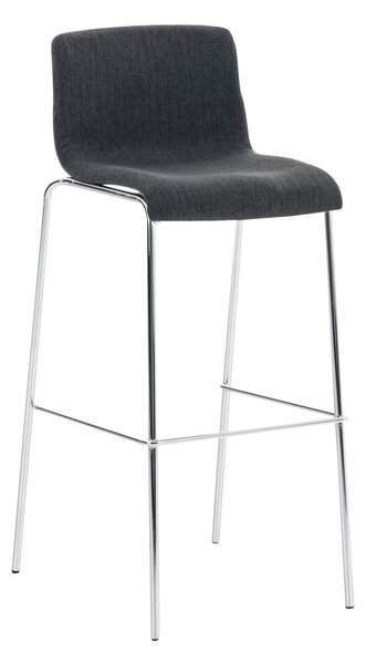 Barová stolička Hoover ~ látka, kovové nohy chróm - Tmavo sivá