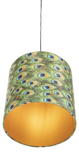 Závesné svietidlo s tienidlom z zamatu Peacock so zlatom 40 cm - Combi