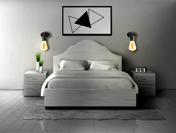 BERGE Nástenné svietidlo LED LOFT E27 BLACK