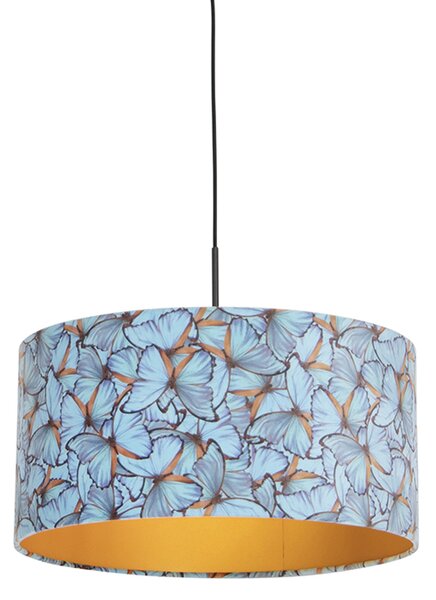 Závesná lampa s velúrovým odtieňom motýle so zlatom 50 cm - Combi
