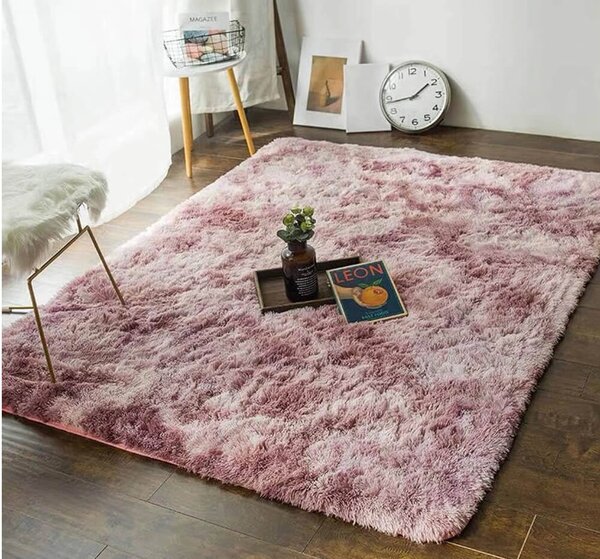 TZ Ružový obdĺžnikový shaggy koberec Ombre Rozmer: 120x170 cm