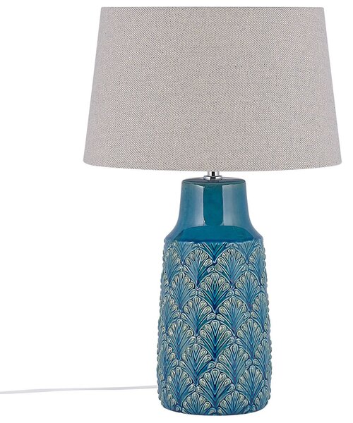 Stolná lampa morská modrá sivá keramický podstavec 55 cm vzor listov látkové tienidlo nočná lampa moderný tradičný štýl obývačka spálňa