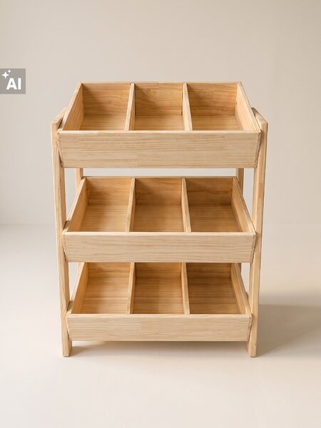 Sinsay - Trojúrovňový regál s priehradkami - béžová