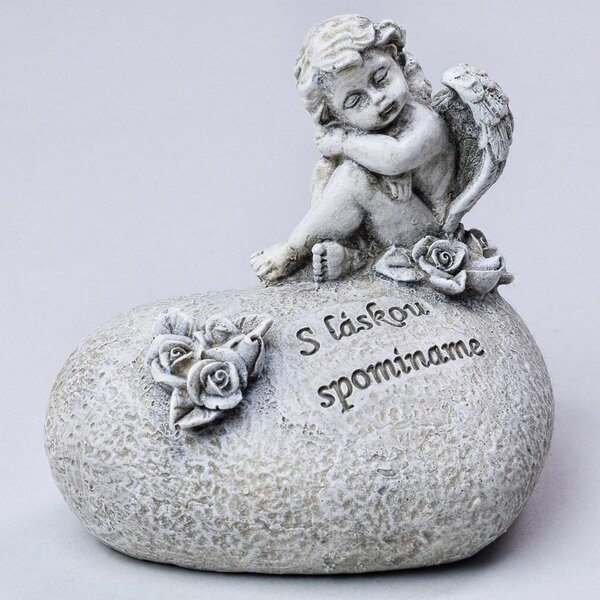 Anjel na srdci s láskou spomíname polyresin 11x9,5x11cm
