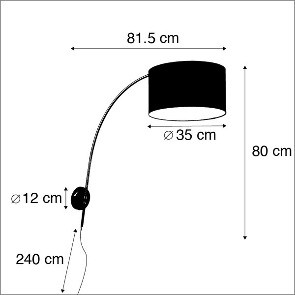 Nástenná oblúková lampa oceľová s tienidlom zelená 35/35/20 nastaviteľná
